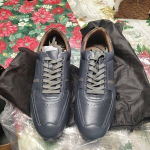 New Without Box Thomas & Vine Fenway Leather Navy Low Top Sneaker Men's 13 Wide